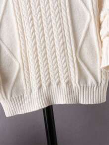 Boys' College Style Solid Color Cable Knit Long Sleeve Pullover Sweater, Suitable For School Daily Wear In Spring, Autumn And Winter - Camel - View 6