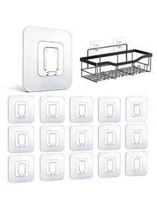 10pcs Shower Caddy Replacement Hooks, Transparent Heavy Duty Strong Adhesive Wall Hooks, No Drilling Required, Waterproof Rust-Proof Sticky Hooks, Suitable For Bathroom Shelves, Kitchen Racks, Soap Trays, Towel Bars, Laundry Room, RV Storage - Clear - View 6