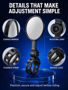 Handlebar Bike Mirror, 360° Rotatable Convex Bicycle Rearview Mirror, Wide Angle View, Flexible Mount Easy Installation, Cycling Accessories For Mountain Bike, Road Bike, City Commute Riding - Bicycle Handlebar Mirror - View 10