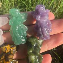 1pc Natural Decorative Stone - Stunning Rainbow Stone Angel Random Style, Beautiful Colors (Purple, Pink, Gray, Green, Yellow, Brown), Each Angel Has Different Color, Suitable For All Holiday Gifts, Best For Spring Or Summer, Perfect Gift For Her - Multicolor - View 4