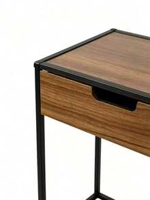 Minimalist Metal Bedside Table With Finish In Walnut Wood Grain And Drawers, 40*30*50cm. Economical Space With Large Storage Capacity, Suitable For Bedrooms And Living Rooms In Any Style. - Multi-color/1 Coffee Table/Color Random - View 9