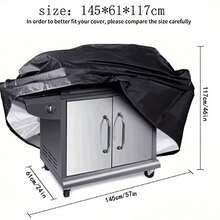 Penutup Panggangan BBQ Kain Oxford 210D dengan Tali Serut, Tahan Air, Tahan Debu, Tahan Sinar UV, Penutup Pelindung BBQ Luar Ruangan, Cocok untuk Taman dan Teras - Hitam - View 6