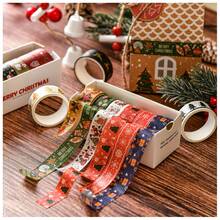 6 Gulungan Set Pita Washi Natal Kreatif Motif Kartun DIY Bahan Renda Stiker Dekoratif untuk Perencana - Set - View 3