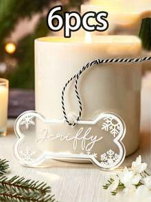 LICVIC Custom Paw Print Bone Christmas Ornament, Personalized Pet Name Tree Decor, Festive Snowflake Holiday Style, Customized Name Christmas Hanging Ornament, Customizable Pet Keepsake, Christmas Tree Decoration, Christmas Gift 2026, Pet Keepsakes, Family - White - View 18