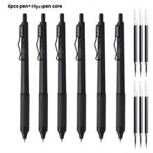 16PCS Minimalist Quick-Dry Black Retractable Neutral Pen Set, 0.5mm Nib, Fine Tip Retractable Black Ink Pen 6pcs + 10pcs Refills, Suitable For Writing, Journaling, Learning, Office (Black) Retractable Ballpoint Pen, Minimalist Design, High Aesthetic Value, Quick-Dry Ink, Let Students Easily Complete Exercises And Signatures, Welcome The New Semester! Gift For Teachers - Sets - View 4