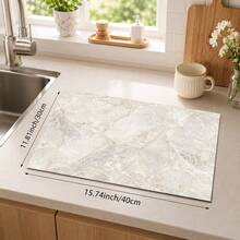 1pc Marble Pattern Kitchen Absorbent Dish Drying Mat, Modern Luxury Style, Suitable For Kitchen Countertop, Coffee Machine, Dining Table And Daily Home Decor - Multicolor - View 11