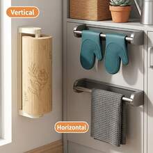 1pc Space-Saving Towel Rack, Suitable For Small Rental Kitchens, Self-Adhesive Wall And Under-Cabinet Paper Towel Holder, No Drilling Easy Installation, Can Hold Kitchen Paper Towels And Cleaning Cloths - Multicolor - View 3