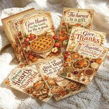 30pcs Vintage Thanksgiving Scripture Cards, Inspirational Thanksgiving Gratitude Bible Verse Cards With Pumpkins Pies Turkey Designs, Christian Religious Gift For Family Friends - A - View 4