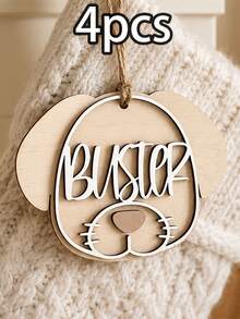 Custom Wooden Dog Christmas Ornament With Name, Personalized Puppy Face Christmas Tree Decoration, Rustic Holiday Style, Custom Pet Ornament, Customizable Name Keepsake, Christmas Home Decor, Pet Lover Holiday Gift, Suitable For Family And Friends - Apricot - View 16