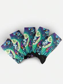 Cool 360° Printed Men's Socks - Streetwear Socks,Flower Skull Dog,Halloween,Gothic,Colorful,Funny Socks, Fit Daily, Holiday & Party Occasions - Multicolor - View 6