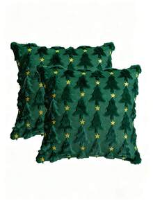 New Single Piece Christmas Jacquard Pillowcase, Jacquard Style Pillowcase For Holiday Decoration, Sofa Pillowcase, Suitable For Living Rooms And Bedrooms. - Green - View 7