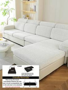 1PC Solid Color Linen‑Look Stretch Sofa Cushion Slipcover, High‑Elastic Snug‑Fit Sofa Seat Protector, Pet‑Friendly All‑Season Machine‑Washable Textured Couch Pad For 1/2/3/4‑Seater & L‑Shaped Sectional Sofa - Beige - View 15