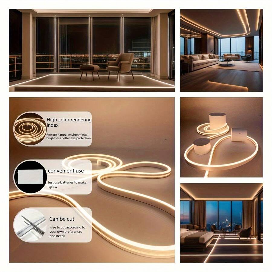 شريط إضاءة LED باللمس، مناسب لديكور غرفة النوم والاحتفال بالذكرى السنوية وعيد الميلاد والهالوين وديكور العطلات، من 99.97 سم إلى 5.0 م، خيارات أبيض دافئ ومتعدد الألوان - بدون بطارية