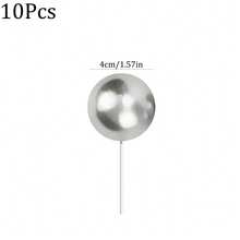 10pcs/20pcs 2cm/2.5cm/3cm/4cm Silver Spherical Cake Toppers, Multi-Size Pearl Balls, DIY Cake Decorations For Wedding, Birthday, Anniversary, Party - Silver - View 7