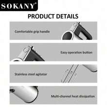 SOKANY 02017 800W 3-In-1 Food Processor, Combines Hand Mixer And Blender, 5 Speed Settings, Quickly Whip Cream, Egg Whites, Knead Dough, 304 Stainless Steel Beaters Easy To Clean, Essential Kitchen Tool For Daily Cooking And Baking - Silver - View 7