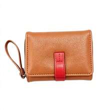 Minimalist Contrast Color Short Wallet For Women, Multi-Slot Large Capacity Card Holder, Zipper Coin Purse - Multicolor - View 10