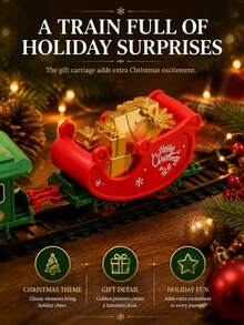 Christmas Train Set With Lights And Sound, Electric Train Locomotive Model With Track, Christmas Tree Decoration, Children's Toy Gift Creative Train Set - Locomotive + 3 Cars + Tracks - View 7