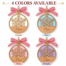 Custom Snowflake Name Christmas Ornament, Personalized 2026 Holiday Hanging Decor, Nordic Winter Style, Customized Christmas Tree Decoration With A Bow, Customizable Name Keepsake, Festive Party Decor, Home Christmas Decor, Unique Holiday Gift - Style C - View 3