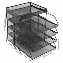 5-Tier Paper Letter Trays, Desktop Document Organisers, Stackable Desktop Document Organisers - Black - View 2