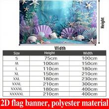2D Flat Banner Mermaid Ocean Theme Photography Backdrop - Purple And Blue, Starfish And Shell Pattern, Suitable For Birthday Party And Photo Booth, Multi-Functional Polyester Decoration - Multicolor - View 9