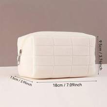 Soft Plaid Makeup Bag, Large Capacity, Japanese Minimalist Travel Cosmetic Organizer With Zipper, Odorless Quilted Pillow Bag, Suitable For Women And Students, Multi-Functional Storage Bag For Brushes And Toiletries, Gift Choice, 4 Colors Available - Multicolor - View 10