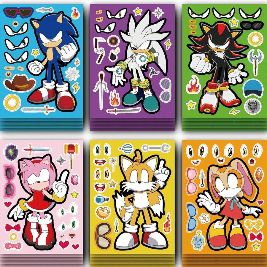 6pcs Anime Cartoon Educational Puzzle Toys, Featuring Parent-Child Interactive Play Mode, Set Includes DIY Creative Stickers, Puzzle Assembly Exercises Thinking, Sticker DIY Releases Creativity, Perfect For Home Family Interaction, Enhances Bonding Atmosphere, Suitable For Family Leisure Gatherings, Also Great As Unique Party Favors For Halloween And Christmas Parties - Multicolor - View 1