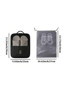 1pc Shipped High-Capacity Travel Shoe Bag - Fits 3 Pairs Of Shoes, Durable And Breathable Storage With Comfortable Black Handle, Sturdy Hanging Organizer With Multiple Compartments, Designed To Save Suitcase Space, For Socks And Other Items - View 7