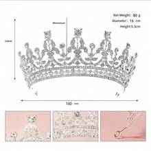 1pc Women's Baroque Style Sparkling Rhinestone Crown And Headpiece, Suitable For Bridal Wedding, Prom, Birthday Party, Beauty Pageant And Other Occasions - Multicolor - View 5