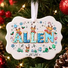 Custom Name Christmas Ornament 2026, Personalized Reindeer Snowflake Tree Decor, Festive Winter Holiday Style, Customized Christmas Hanging Ornament, Customizable Name And Year Keepsake, Christmas Tree Decoration, Christmas Gift, Gifts For Family - Style C - View 5
