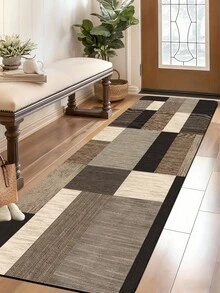 1pc Vintage Faux Wood Grain Square Geometric Patchwork Floor Mat, 3.5mm Thick Cuttable Cushioned Anti-Fatigue, Kitchen Anti-Slip Mat, Kitchen Rug, Bathroom Toilet Mat, Hallway Carpet, Entryway Living Room, Outdoor Doormat - Multicolor - View 10