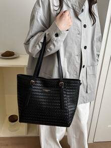 Large Capacity Bag For Women's Autumn And Winter Versatile 2024 New Simple Shoulder Bag, College Student Class Bag, Commuting Tote Bag - Black - View 7