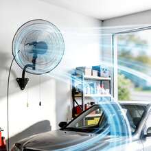 Wall Mount Fan, 20 In Wall Mounted Hanging Fan Oscillating, 3-Speed, Long Airflow Distance, Adjustable Rotation Angle, Mechanical Powerful For Industry, Commercial, Garage, Workshop, Gym, Black - 20 in - View 9