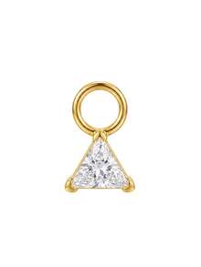 1Pc 925 Sterling Silver Triangle Cut Zirconia Prong‑Set Charm Removable Dangle Pendant For Hoop Earrings Ideal For Casual Party And Holiday Occasions - Gold - View 2