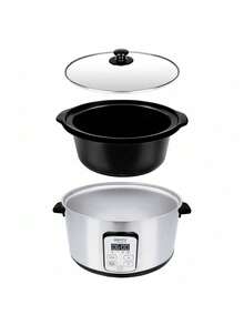 CAMRY Slow Cooker, Crock Pot, Ceramic Slow Cooker - 4.7L Capacity, Serves 8 Portions, Removable Ceramic Pot, LED Indicator - EU E Type Plug(220-240V) - View 7