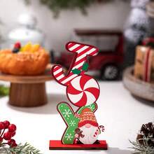 1pc Christmas Wooden Ornament, Gingerbread Man Candy Wooden Letter Decoration, Suitable For Home, Office Desk, Holiday Decor, Christmas - A - View 7