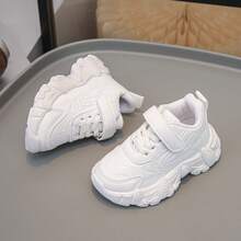 1 Pair Children's Breathable PU Upper Running Shoes, Unisex Fashion Casual Sports Shoes, Suitable For Spring And Autumn Wear - White - View 2