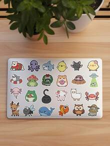 100pcs Cute Cartoon Animal Stickers, Watercolor Animal Stickers, Zoo Stickers, Decorative Stickers, Stationery Stickers, Waterproof Vinyl Stickers, Suitable For Water Bottles, Computers, Laptops, Phones, Suitcases, Notebooks, Refrigerators And More. - J - View 3