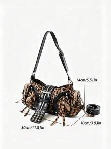 2026 New Women's Underarm Bag, Large Capacity Korean Style, High-End Fashion Vintage Motorcycle Rivet Shoulder Bag - Multicolor - View 6