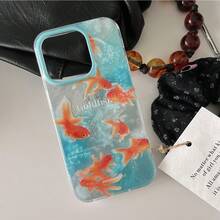 Korean Style Gradient Tie Dye Fish Pattern Phone Case, Compatible With Apple 18/17/16/15/14/13/12/11 Pro Max Couple Phone Protective Shell, Creative Apple Phone Case, Birthday/Christmas/Halloween Gift, Gift For Boyfriend, Father, Family And Friends, Waterproof, Shockproof, Anti-Fall, Anti-Scratch. - Multicolor - View 2