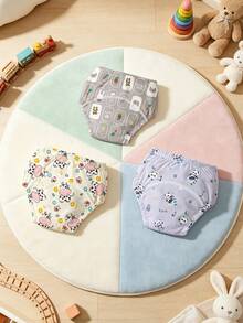3pcs Toddler Potty Training Pants, Soft Skin-Friendly Non-Irritating Breathable Dry Washable Baby Independent Toilet Learning Pants, All Season - Multicolor - View 1