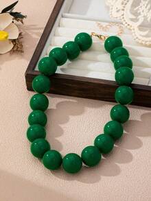 OABE 1pc Bohemian Style Dopamine Jelly Color Round Beaded Necklace, Suitable For Women's Daily Wear, Multiple Colors Available - 20 Beads - View 12