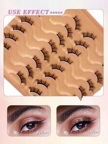 ENCHUW 16 Pairs Half Eye False Eyelashes,Natural Fluffy Lashes,Cat Eye Lashes End Eye Elongated Lashes For Daily Wear - Black - View 4