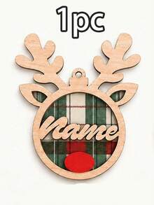 Custom Reindeer Name Christmas Ornament, Personalized Party Decor, Festive Antler Style, Checkered Decor, Customized Christmas Tree Decoration, Customizable Name Tag, Home Holiday Decor, Unique Christmas Gift 2026, Room Decor, Family And Friends - Red - View 14