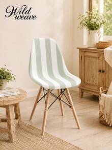 1/4/6pcs Geometric & Tropical Leaf Print Stretch Chair Covers, Minimalist Modern Removable Polyester Curved Seat Protectors, Suitable For All Seasons And Occasions - Multicolor - View 5