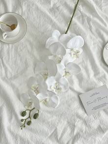 1pc Artificial Orchid, Latex-Like Realistic Texture, Flexible Stem, No Watering Required, Suitable For Home Decor, Birthday Scene, Graduation Ceremony Arrangement, Ideal For DIY Floral Enthusiasts, Renters, Holiday Gift Shoppers, Phalaenopsis Orchid Stem Decor, Indoor Vase Flower Arrangement, Back To School Room Soft Furnishing Accessory - White - View 3