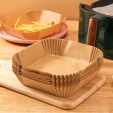 25/50/100pcs Air Fryer Paper Liners, Square, Kitchen Accessories, Non-Stick Baking Paper, Air Fryer Accessories, Oil-Proof And Waterproof, Suitable For Baking, Roasting And Microwave Use - Multicolor - View 4
