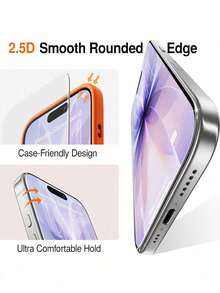 2片裝強化玻璃螢幕保護貼，相容 iPhone Duo/18ProMax/18 Pro/17/17 Pro/17 Pro Max/17 Air/16/16 Plus/16 Pro/16 Pro Max/15/14/13/12/11/X/XR/XS/8/7 系列，高清透明全螢幕覆蓋玻璃膜，9H 硬度防刮防指紋無氣泡易安裝，適用於手機殼螢幕保護配件 - 2個 - 查看 4
