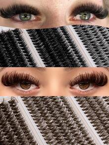 MAANGE 600 Clusters Eyelash Book, Brown + Black Mixed Style, Meets Daily Needs, DIY Eyelash Extension Starter Kit, Fish Tail Style Eyelashes, Natural And Slender, Lightweight And Soft, Suitable For Makeup Beginners, Beauty Bloggers, Daily Use, Dating, Music Festivals, Enlarging Eyes, Brown Eyelashes, False Eyelash Clusters, False Eyelashes, Eyelashes - D - View 7