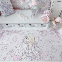 1pc Leather Mousepad Korean Ins Cartoon Chobits Chi Student Long Desk Mat | Kawaii PU Leather Mouse Pad For Dorm Dining, XXL Cute Anime Office Decor - View 4