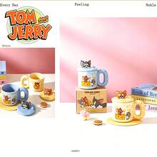 TOM AND JERRY. Authentic Ceramic Mug With Lid, Can Be Used As Phone Holder, 450ml Thick-Walled Ceramic Dust-Proof Cup, Suitable For Home, Office, Dorm And Birthday Gift, Microwave And Dishwasher - Multicolor - View 7